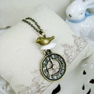 Copper Bird Watch Necklace