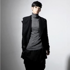 PRAWINGS - Faux-Leather Panel Wool Blend Zip Coat