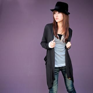 Shawl-Collar Open Cardigan