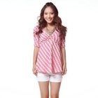O.SA - Shirred-Sleeve Patterned Top