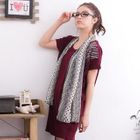 D.P-Shop - Set: Studded Scoop Neck Mini Dress + Scarf