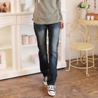 RingBear - Printed-Pocket Washed Straight-Cut Jeans