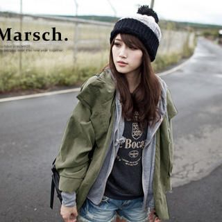 Inset Hoodie Drawstring-Hem Jacket
