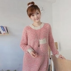CLICK - Pocket-Accent Waffle-Knit Sweater Dress