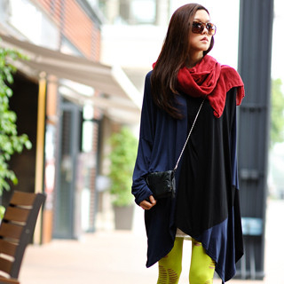 Asymmetric-Hem Color-Block Top