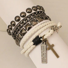 MURATI - Set: Studded Bracelet + Cross-Accent Bracelet