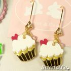 Sweet & Co. - Mini White Cupcake Crystal Gold Earrings
