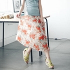 BAIMM - Pleated Floral Chiffon Long Skirt