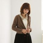 A-SO-BI - Contrast-Trim Faux-Fur Cropped Jacket