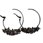 Truffles - Black Flower Hoop Earrings