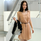 59th Street - Set: Pleated Chiffon Dress + Slip Dress (Belt not Included)