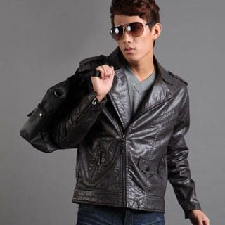 Side-Zip Faux-Leather Jacket