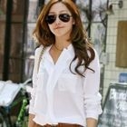 PIPPIN - Mandarin-Collar Ruffled Blouse