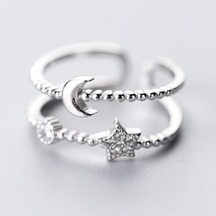 A’ROCH - 925 Sterling Silver Rhinestone Adjustable Ring A’ROCH - 925 Sterling Silver Rhinestone Adjustable Ring