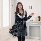 OrangeBear - Inset Dotted Dress Lace-Trim Vest