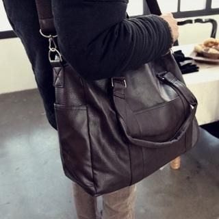 Faux-Leather Tote with Cross Strap