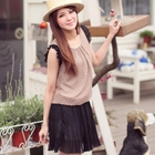 CatWorld - Ruffle-Sleeve Dotted Panel Dress