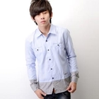 SeventyAge - Striped-Hem Long Sleeve Shirt
