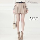 Stylementor - Set: Pleated Skort + Belt