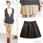 Soneed - Faux-Leather A-Line Miniskirt