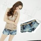 KANA - Studded Denim Shorts with Belt