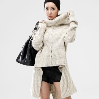 Cowl-Neck Asymmetric-Hem Knit Top