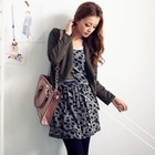 OrangeBear - Sleeveless Cheetah-Print Knit Tunic