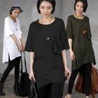 HALUMAYBE - Pocket-Front Asymmetric-Hem Top