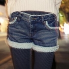 kenzi w - Fleece-Trim Denim Shorts 