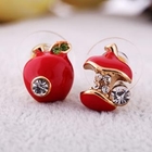 Cuteberry - Rhinestone Apple Ear Studs
