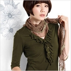 LUKA - Ruffled-Trim V-Neck T-Shirt