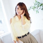 Tokyo Fashion - Cut Away-Shoulder Chiffon Blouse