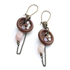 Truffles - Brown Buttons w/Swarvoski Crystals Earrings