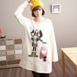 Appliqué Printed Brushed-Fleece Top