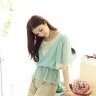 Tokyo Fashion - Crochet-Trim Gathered Waist Chiffon Top