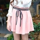 MISSTHEA - Contrast Ribbon-Detail Pleated Skirt