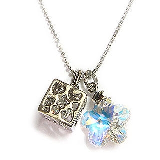 'Dream' - Guarding Angel Necklace with Swarovski Sparkling Clear Crystal Flower