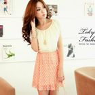 Tokyo Fashion - Cape-Collar Dotted Panel Chiffon Dress