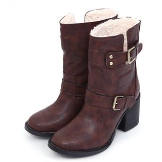 Fleeced-Line Buckled Strap Boots Fleeced-Line Buckled Strap Boots