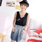 59 Seconds - Chiffon Panel Denim Dress