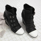 pinkdiamond - Buckled Wedge Ankle Boots