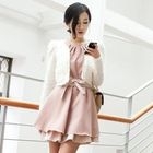 TISVIN - Sleeveless Layered A-Line Dress with Sash