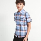 Free Shop - Short-Sleeve Dual-Pocket Plaid Shirt