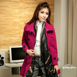 Funnel-Neck Double-Breasted Coat Funnel-Neck Double-Breasted Coat