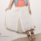 CatWorld - Tiered Buttoned Long Skirt