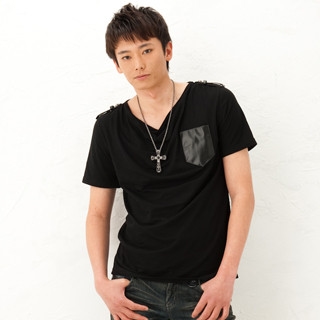 Epaulet-Accent Drape-Front Top