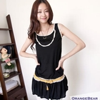 OrangeBear - Crochet-Trim Pintuck Sleeveless Top