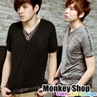 Monkey Shop - Studded V-Neck Short Sleeve Tee