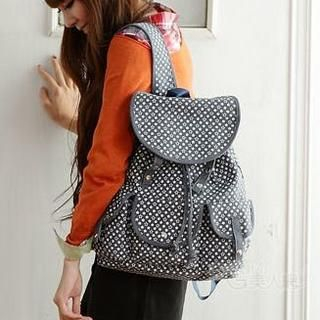 Star-Print Canvas Backpack