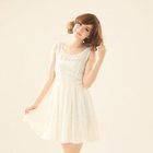 CatWorld - Tie-Back Chiffon-Panel Lace Dress